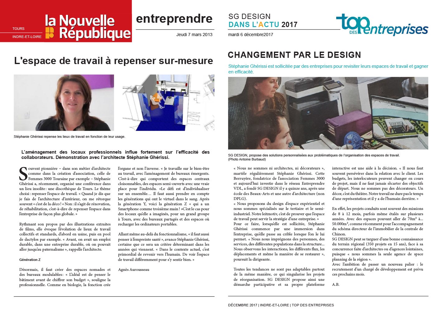 Journal - LA NOUVELLE RÉPUBLIQUE - "entreprendre"